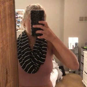 black and white stripped infinity scarf
